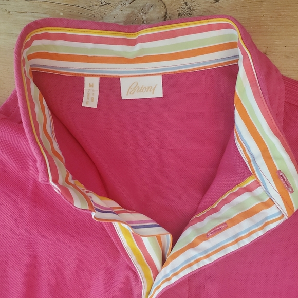 Brioni Short Sleeve Polo Shirt Bright Pink- Size M - Picture 2 of 10